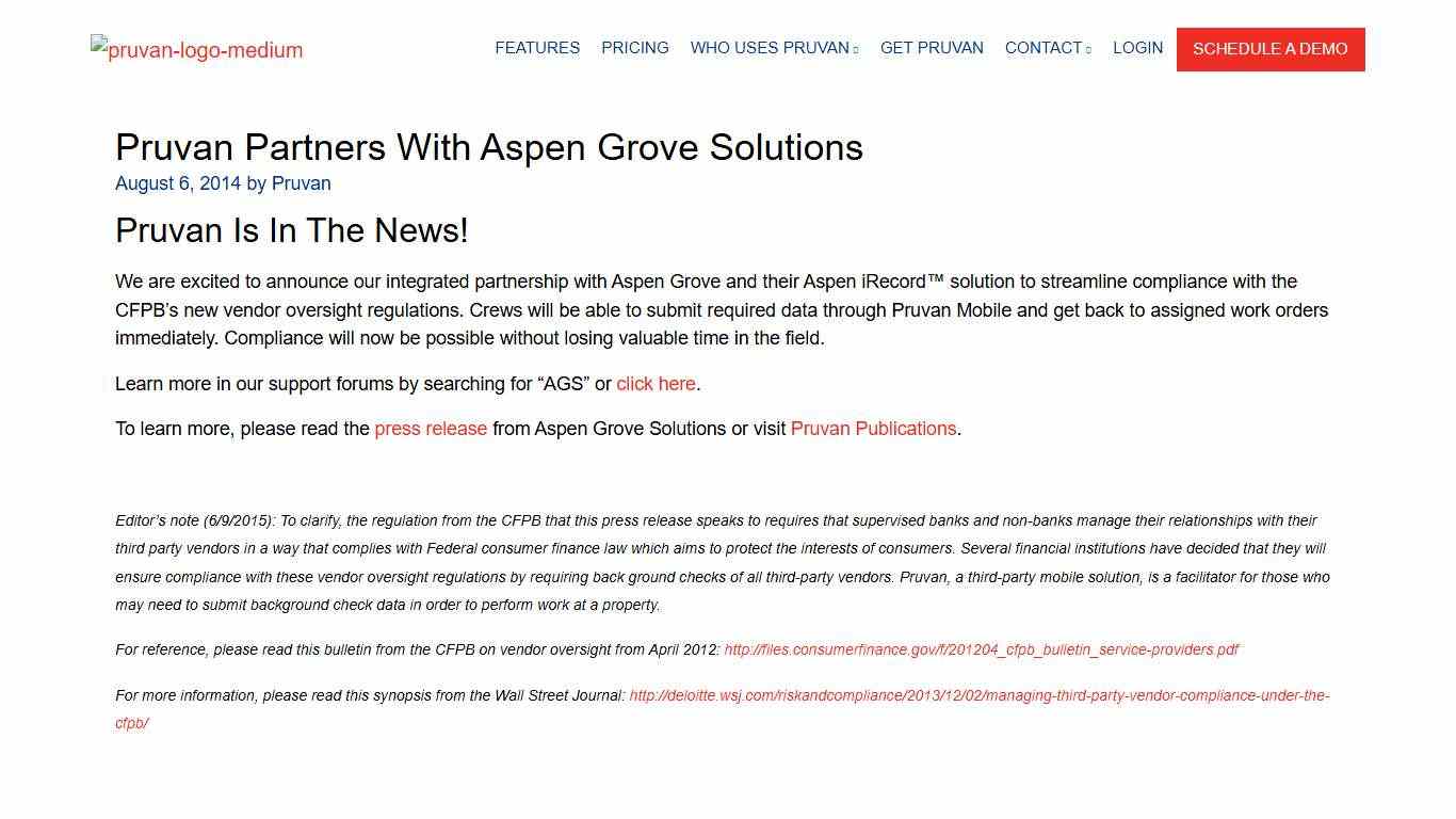 Pruvan Partners with Aspen Grove Solutions - Pruvan