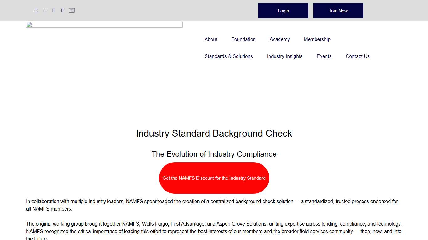 Industry Standard Background Check NAMFS