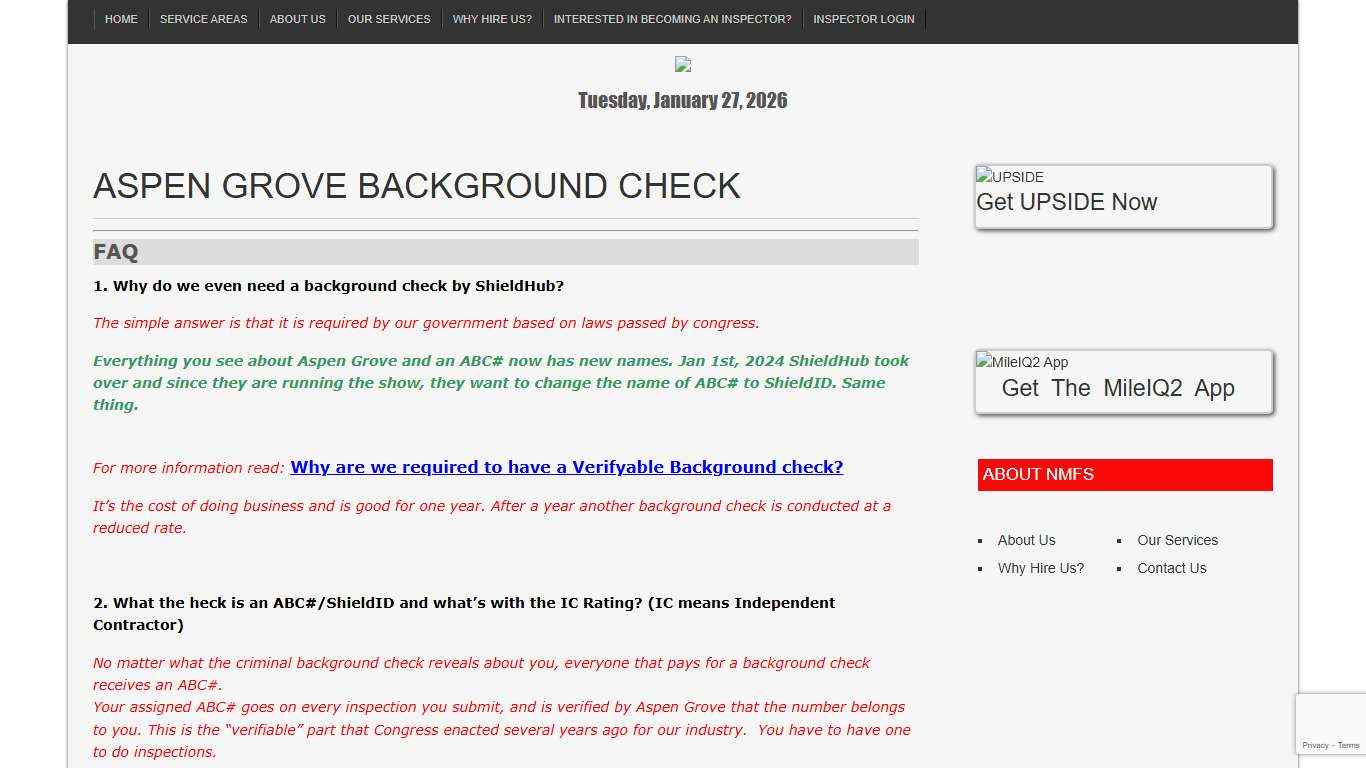 Aspen Grove Background Check – NMFS